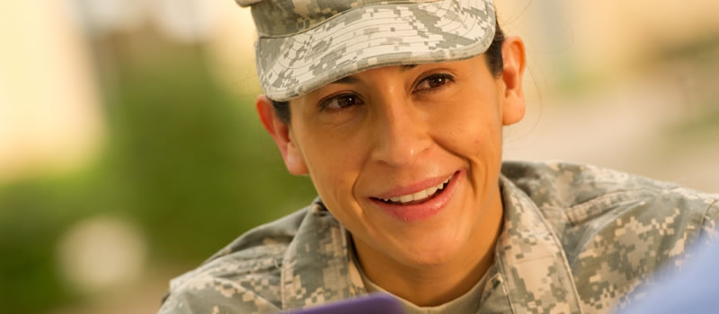 Female military student smiling